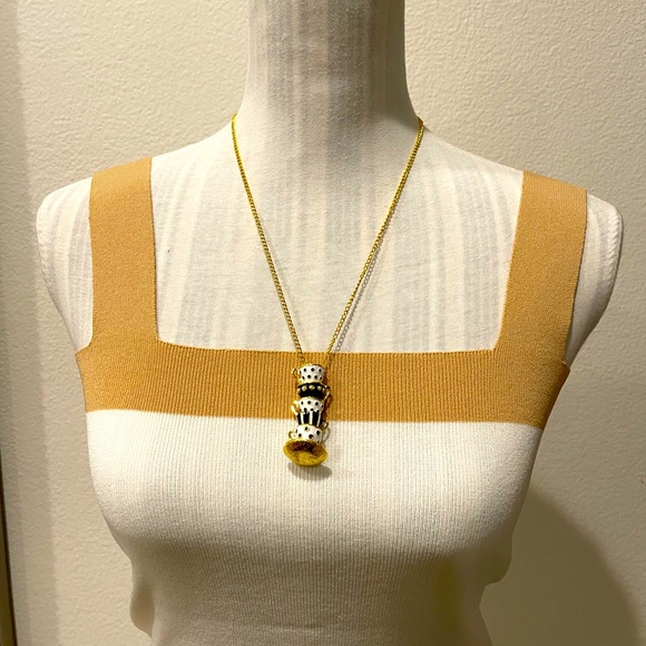 Private label collection tea cup pendant gold necklace. New in box. nickel free - Picture 3 of 5